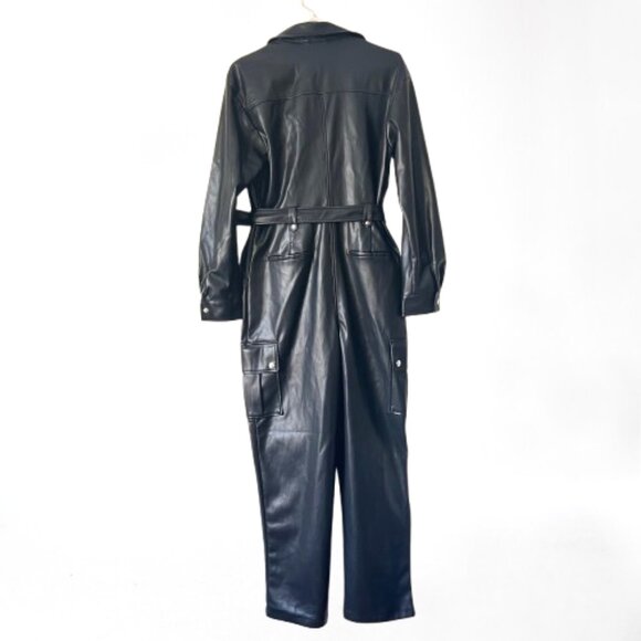 NEW '7 for All Mankind' Faux Leather jumpsuit, Black- Size M - Picture 7 of 16